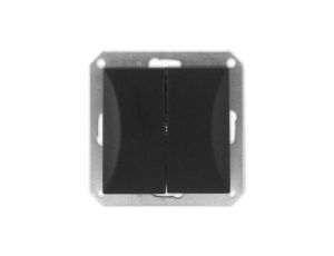 OPAL Wyłącznik łącznik podwójny świecznikowy do ramki czarny mat WP-2/m Op CZ/MAT