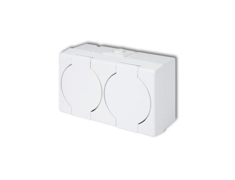 SENIOR Gniazdo podwójne z klapką Z/U natynkowe IP44 białe GHS-2n