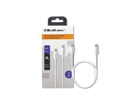 Qoltec Kabel USB 2.0 typ C USB 2.0 typ C 60W QC 3.0 PD 1m Biały