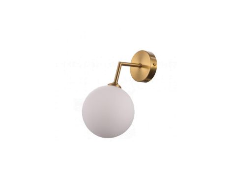 Złoty kinkiet DORADO do sypialni klosz mleczna kula, G9 LP-002/1W Light Prestige