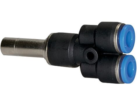 Trójnik pneumatyczny redukcyjny wtykowy typu Y wtyk 10 mm pod wąż fi 8 mm, tworzywo sztuczne