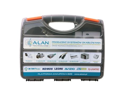 Zestaw narzędzi instalatorskich w walizce (tester, nóż LSA, zaciskarka, stripper, wtyki RJ45) NI038