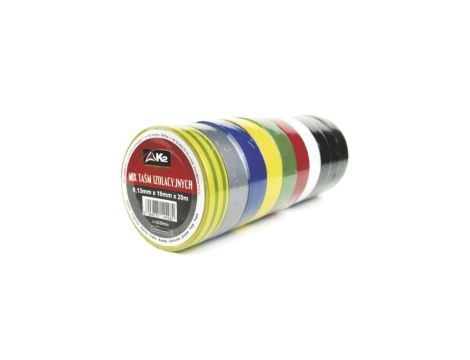 Taśma izolacyjna z PVC 0,13mm/19mm/20m mix kolorów (opakowanie 10 sztuk)