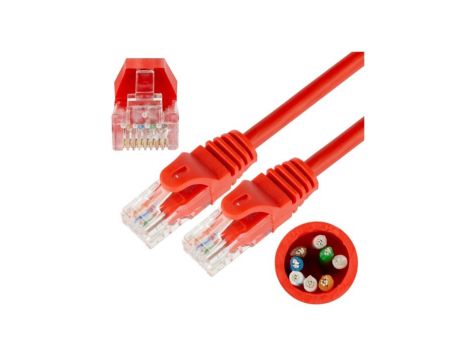 Patchcord UTP kat.5e kabel sieciowy LAN 2x RJ45 linka czerwony 10m NEKU
