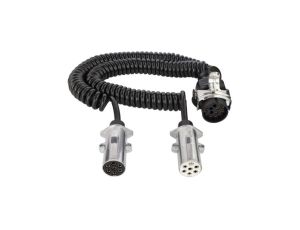 Spiralny adapter kablowy QLY-s do naczepy 24V wtyk 15-pin / 2 metalowe wtyki 7-pin typu N+S 4m