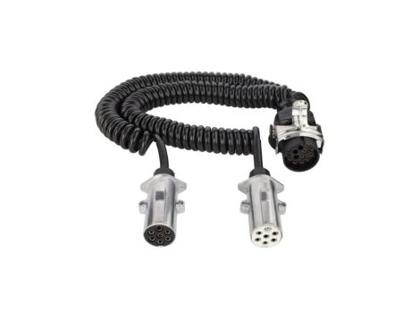 Spiralny adapter kablowy QLY-s do naczepy 24V wtyk 15-pin / 2 metalowe wtyki 7-pin typu N+S 4m