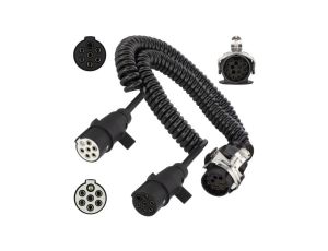 Spiralny adapter kablowy QLY-s do naczepy 24V wtyk 15-pin / 2 plastikowe wtyki 7-pin typu N+S 4m