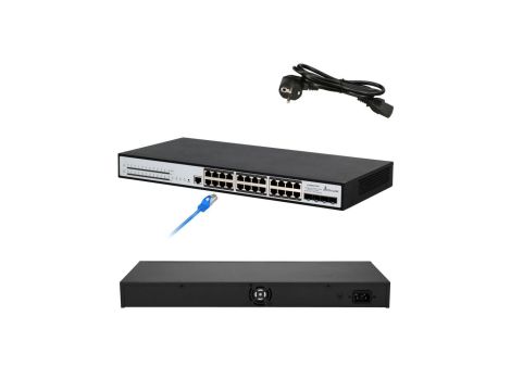 Switch PoE 24x RJ45 1000Mb/s PoE, 4x SFP+, L3, zarządzalny, 370W Extralink Chiron Pro