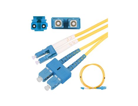 Patchcord PVC, Jednomodowy, Duplex, G652D, 3mm, 1m Extralink SC/UPC-LC/UPC