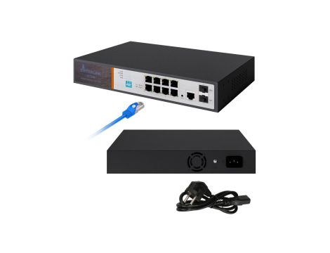 Switch PoE 8x Gigabit PoE/PoE+, 2x SFP, 1x Port Konsolowy, 150W, Zarządzalny Extralink VICTOR