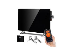 Szklany panel grzewczy Maclean, podczerwień 600W, timer, pilot, termostat, WiFi Tuya, kolor czarny, 55x100cm, MCE536