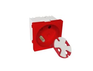 Modularne gniazdo elektryczne ALANTEC 2P+Z, 45x45, DATA z kluczem, czerwone PZ017