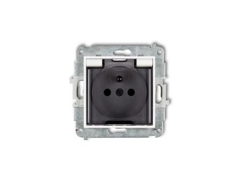 MINI Mechanizm gniazda bryzgoszczelnego z uziemieniem 2P+Z (klapka dymna, przesłony torów prądowych) biały mat 25MGPB-1zdp