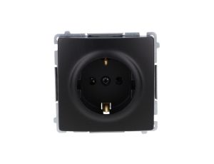 Simon Basic Gniazdo wtyczkowe z uziemieniem Schuko (moduł) z przesłonami torów prądowych, zaciski śrubowe czarny BMGSZ1Z.01/49