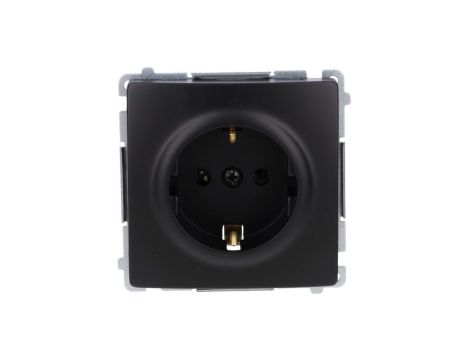 Simon Basic Gniazdo wtyczkowe z uziemieniem Schuko (moduł) z przesłonami torów prądowych, zaciski śrubowe czarny BMGSZ1Z.01/49