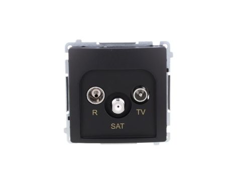 Simon Basic Gniazdo antenowe R-TV-SAT przelotowe (moduł), 1x wejście: 5 MHz–2,4 GHz czarny BMZAR-SAT10/P.01/49