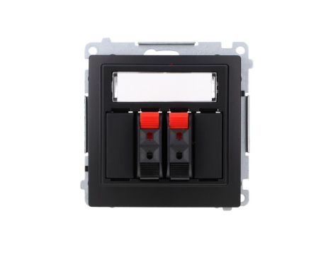 Simon Basic Gniazdo głośnikowe 2-krotne z polem opisowym (moduł) Przekrój przew.dla wejścia i wyjścia 2,5 mm2 czarny BMGL3.01/49