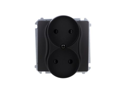 Simon Basic Gniazdo wtyczkowe podwójne bez uziemienia (moduł) z przesł. torów prąd.,16A, 250V, zac. śrubowe czarny BMG2MZ.01/49