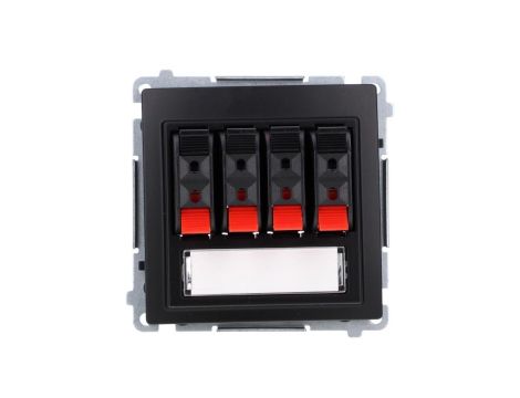 Simon Basic Gniazdo głośnikowe 4-krotne z polem opisowym (moduł). Do podłączenia 4 kolumn głośnikowych czarny BMGL34.01/49