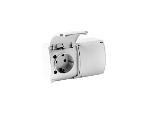 Gniazdo podwójne schuko natynkowe IP44 białe182-01 DV 6444