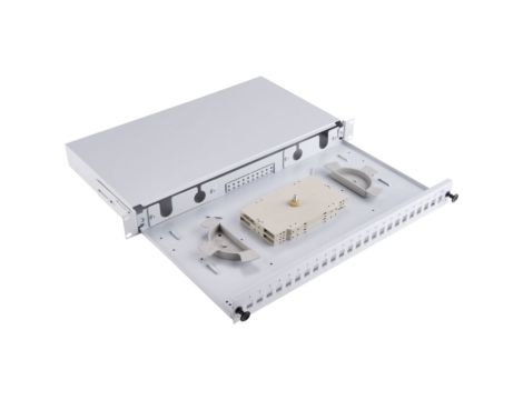 Przełącznica światłowodowa 24xSC simplex 19 1U z płytą czołową, wysuwalna FOP-1U-24SCS-S