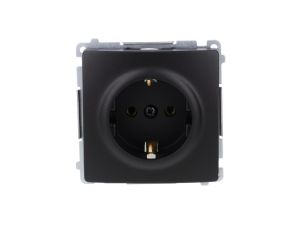 Simon Basic Gniazdo wtyczkowe z uziemieniem Schuko (moduł) 16A, 250V, zaciski śrubowe czarny BMGSZ1.01/49