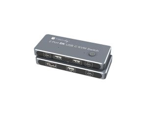 Przełącznik KVM USB-C 2x1 z DisplayPort 1.4 Video 8K Techly