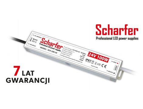 Zasilacz led 24V 100W Scharfer hermetyczny IP67 7 lat gwarancji
