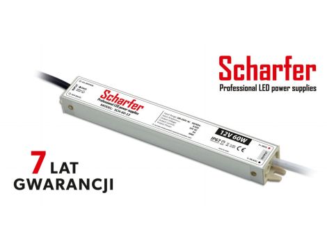 Zasilacz led 12V 60W Scharfer hermetyczny IP67 7 lat gwarancji