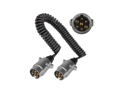 Przewód spiralny QLY-s kabel do przyczepy zakończony metalowymi wtykami 7-pin 12V 4m