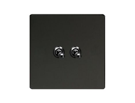 Varilight Metal Włącznik uchylny podwójn kolor czarny mat + czarne irydium 10A 230V dźwigniowy