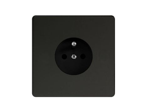 Varilight Metal gniazdo czarny mat B/K bez kołnierza wewnętrznego Linia Metal 16A 250V stal nierdzewna przesłony torów prądowych