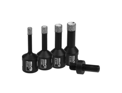 ZESTAW KORONEK DIAMENTOWYCH VACUUM BRAZED 6,8,10,12MM + ADAP