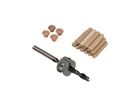 ZESTAW: WIERTŁO, OGRANICZNIK GŁĘB. 4 ZNACZNIKI KOŁKI 10MM