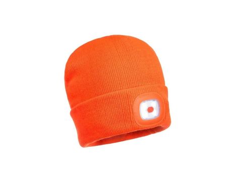 CZAPKA B029 Z LAMPKĄ LED/USB POMARAŃCZOWA