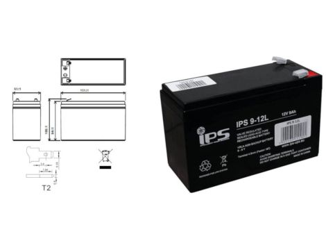 Akumulator VRLA AGM 12V 9Ah (żywotność 6-9lat) IPS 9-12L T2
