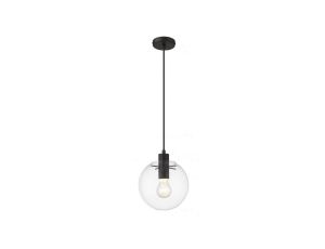 Zwis Puerto z okrągłym szklanym kloszem Ø20cm i czarnym przewodem do salonu LP-004/1P S BK Light Prestige