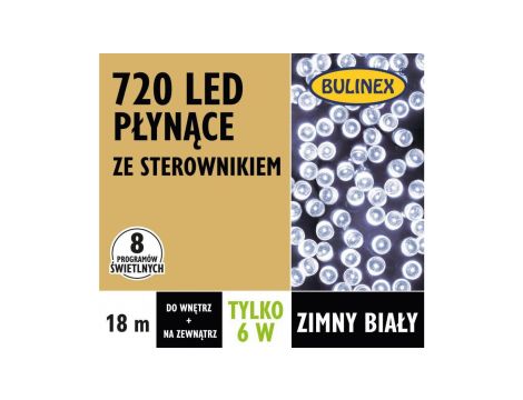 Lampki Bulinex 720led białe zimne 18,00m płynące sznur