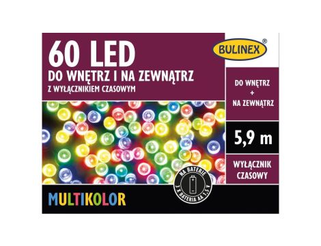 BULINEX 60LED multikolor 5,9m na baterie z wyłącznikiem czasowym