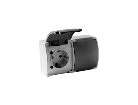 Gniazdo podwójne schuko natynkowe IP44 popiel/grafit 182-08 DV 8394