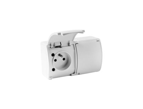 Gniazdo podwójne z uziemieniem natynkowe IP44 biały 162-01 DV 5867