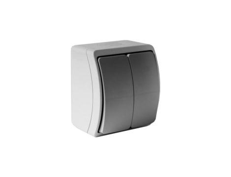 Łącznik świecznikowy podwójny natynkowy IP44 popiel/grafit 152-08 DV 8196