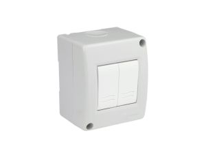 Włącznik światła podwójny naścienny w obudowie IP40 szary M-L 1717