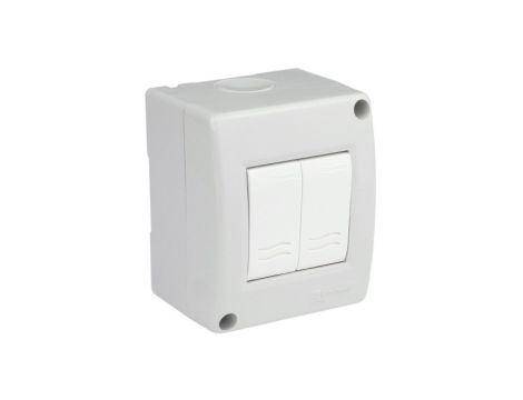 Włącznik światła podwójny naścienny w obudowie IP40 szary M-L 1717