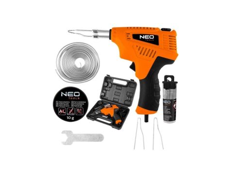 Lutownica transformatorowa 200W w walizce ( lutownica, pasta lutownicza, kluczyk, luty cynowy, wymienne groty) 19-152 NEO