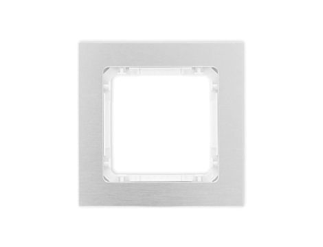 DECO Ramka uniwersalna pojedyncza - aluminium szczotkowane (ramka: srebrna spód: biały) 7-0-DRA-1