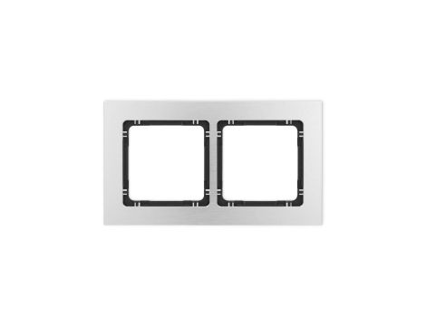 DECO Ramka uniwersalna podwójna - aluminium szczotkowane (ramka: srebrna spód: czarny) 7-12-DRA-2