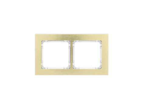 DECO Ramka uniwersalna podwójna - aluminium szczotkowane (ramka: kolor mosiężny spód: biały) 8-0-DRA-2