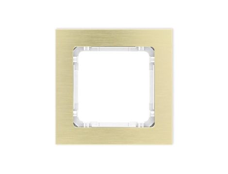 DECO Ramka uniwersalna pojedyncza - aluminium szczotkowane (ramka: kolor mosiężny spód: biały) 8-0-DRA-1