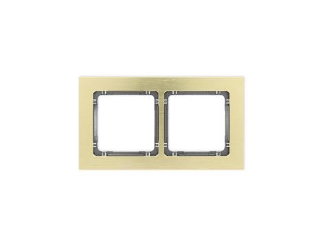 DECO Ramka uniwersalna podwójna - aluminium szczotkowane (ramka: kolor mosiężny spód: grafitowy) 8-11-DRA-2